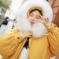 Phụ nữ Hàn Quốc ngắn lỏng linh hoạt thoải mái dài tay mùa đông mới màu rắn trùm đầu với áo khoác lông mô phỏng cao - Quần áo độn bông thể thao áo phao dáng dài nữ