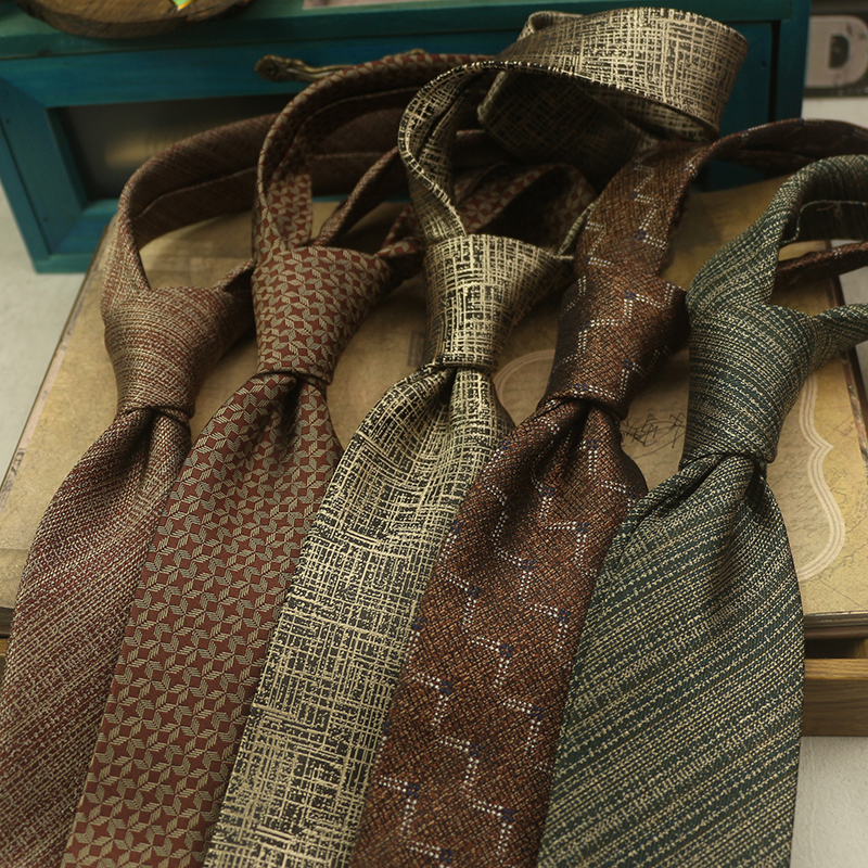 复古花色棕咖商务休闲提花领带