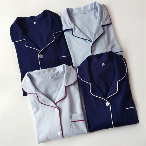 日系情侣纯色长袖男款家居服套装