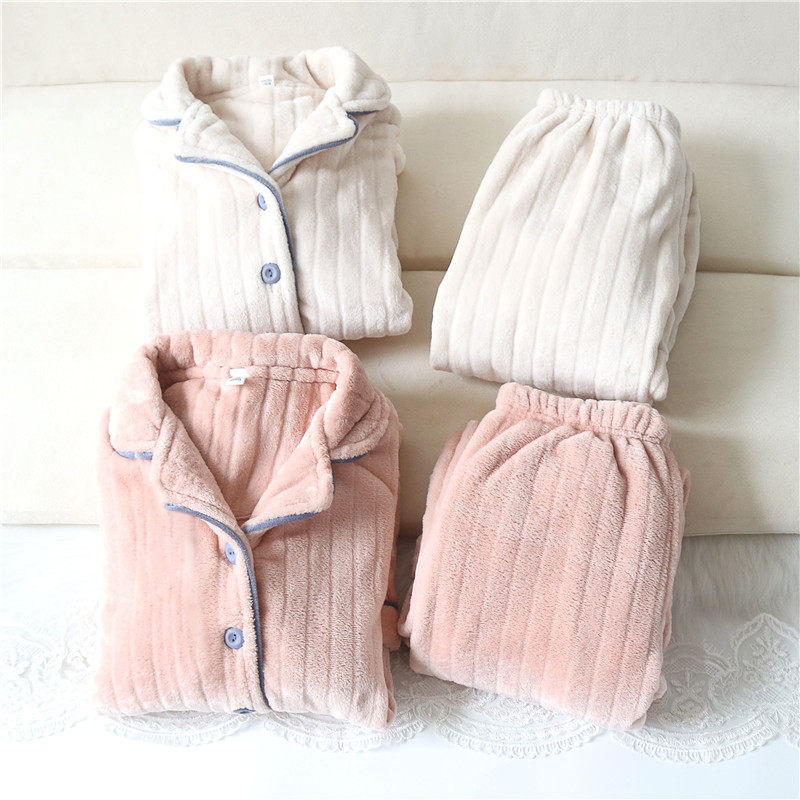 女款法兰绒加厚保暖家居服套装