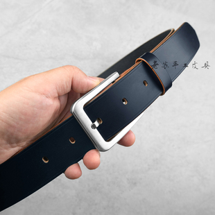 老苏手工皮具定制真皮JE马缰革皮带不锈钢针扣头层牛皮男腰带3.8