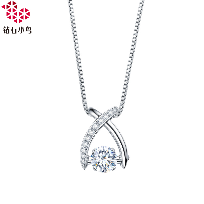 钻石铂金PT900吊坠Zbird圆形钻石