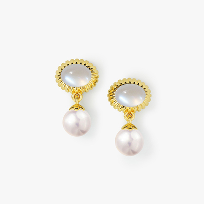 Zbird/钻石小鸟925银月光石耳钉  EK674