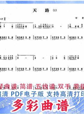 01037天路- 韩红钢琴曲简谱双手带指法2页中国