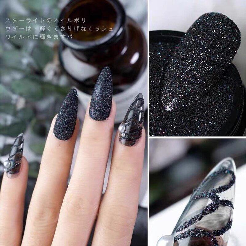 美甲毛呢粉饰品闪粉星光雪绒粉网红款黑色糖粉沙糖水晶镭射白色粉