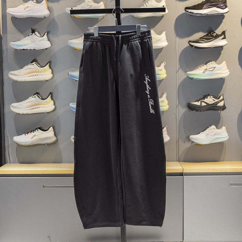 李宁女士卫裤2026春季新款直筒宽松舒适弯刀裤运动长裤AKLW178