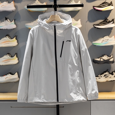 李宁防泼水运动风衣男2026春季新款透气简约连帽休闲外套AFDW123