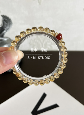 星木原创｜招财天然黄水晶手串单圈6mm新中式手链送女友礼物饰品