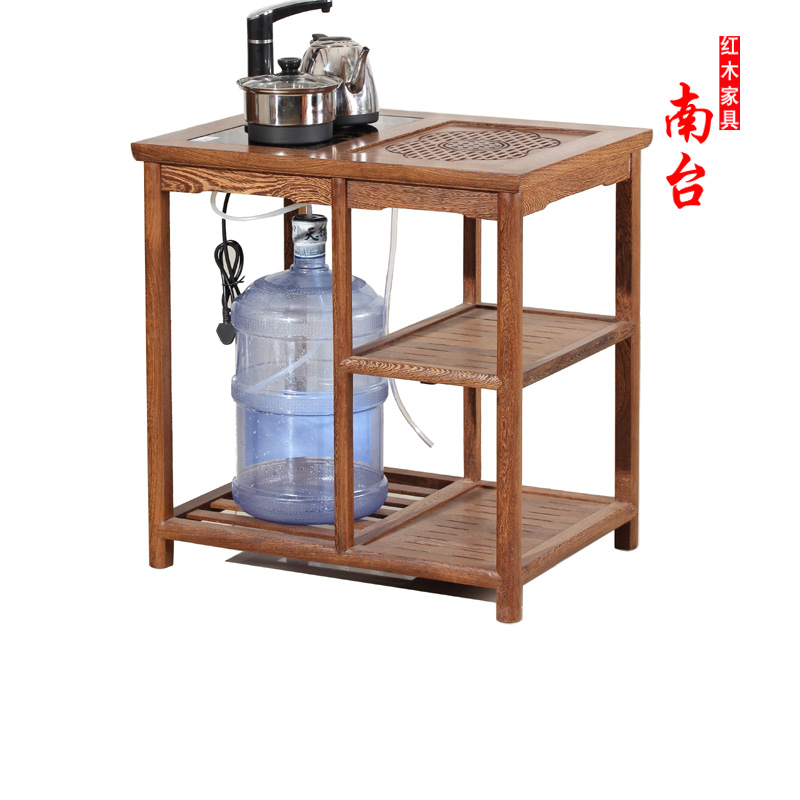 红木鸡翅木小茶几电磁炉嵌入式茶桌茶台烧水一体实木中式边几角几