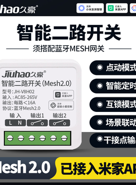 已接入米家APPAC85-265V智能二路开关Mesh2.0小爱语音控制小于16A
