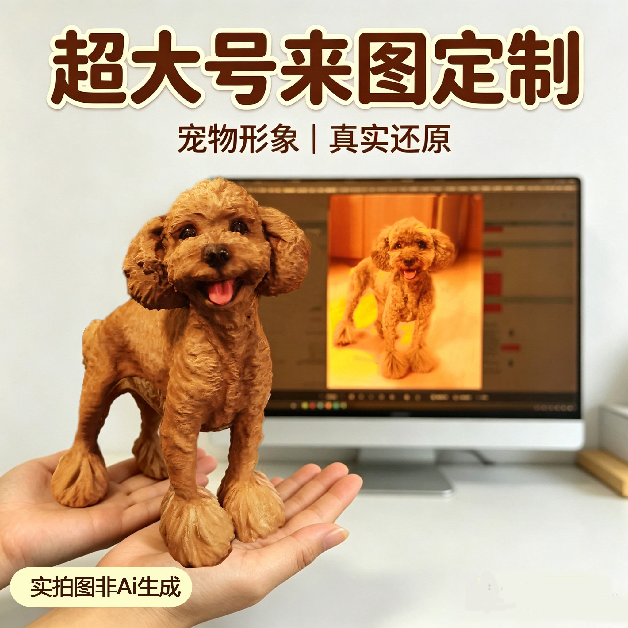 超大号定制宠物雕像仿真手办照片定做猫狗3D打印玩偶礼物纪念模型