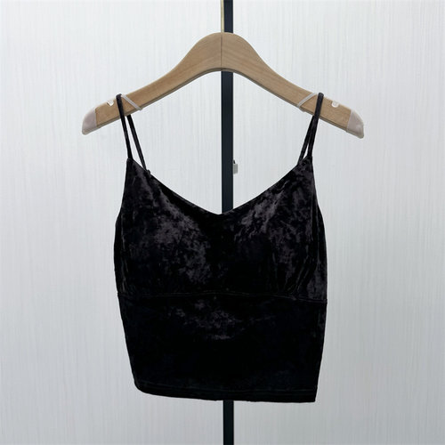 S●2026春季新品 ins风丝绒吊带背心女内搭叠穿含胸垫显瘦上衣831