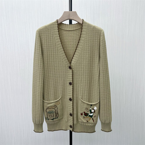 C●2025秋季新品 绵羊毛针织开衫女宽松休闲慵懒风毛衫外套2633