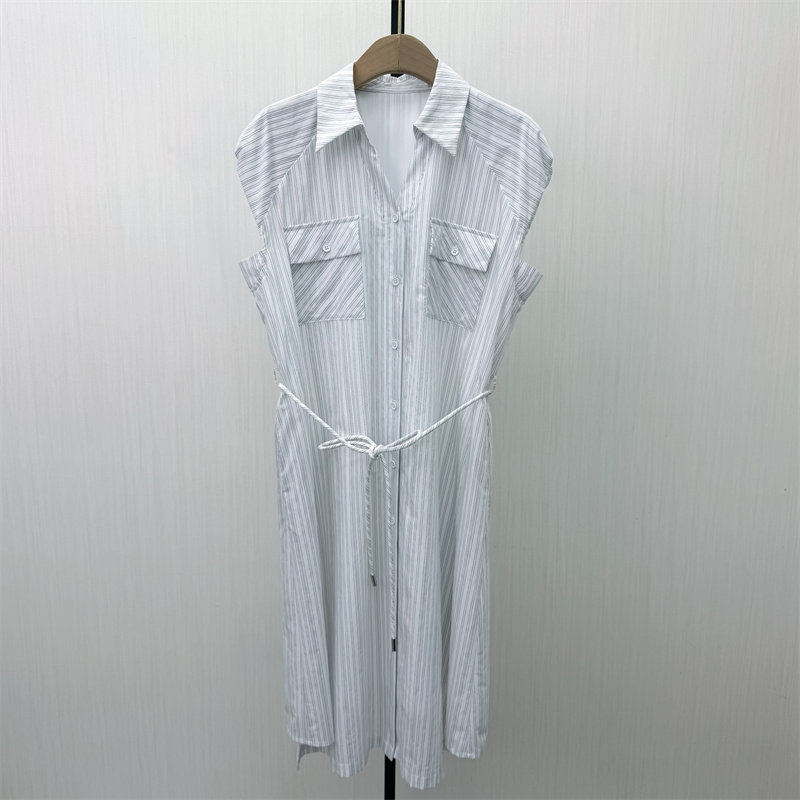 KA●2026夏季新品 无袖连衣裙女简约休闲通勤显瘦长裙衬衫裙9191