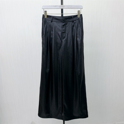 乂●2026春季新 皮裤阔腿裤女高腰显瘦宽松休闲通勤直筒长裤4211