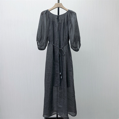 KA●2026夏季新品 苎麻连衣裙女气质宽松简约通勤百搭长裙9153