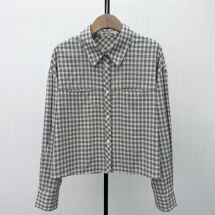 C●2026春季新品 复古格纹衬衫女休闲通勤宽松百搭长袖上衣1382