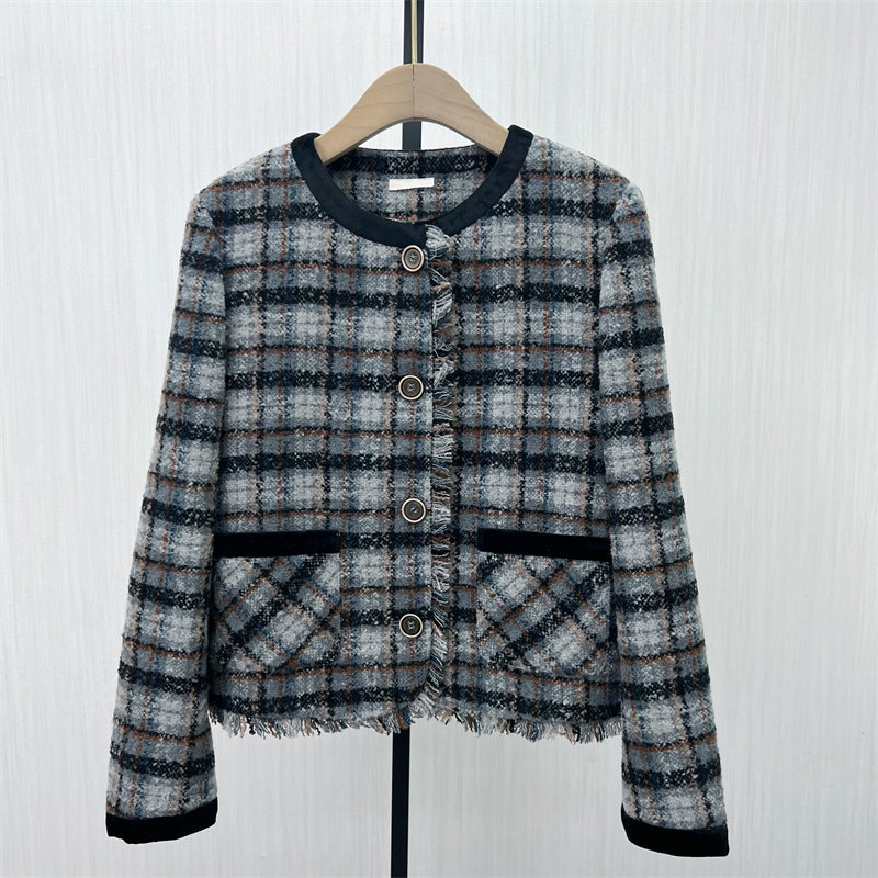 C●2025冬季新品 小香风夹棉外套女气质通勤短款粗花呢大衣3123