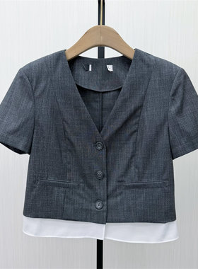 香●2026夏季新品 短袖西装外套女宽松休闲通勤短款小开衫1331