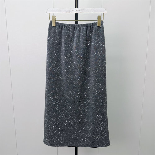 S●2026冬季新品 烫钻半身裙女松紧腰显瘦百搭直筒包臀长裙556