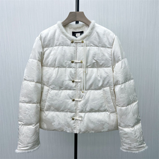 国风盘扣羽绒服女气质宽松新中式 新 鸭绒外套8054 2025冬季 良月