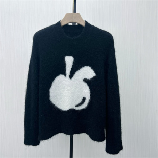 提花针织衫 新品 女宽松圆领套头毛衣打底上衣8411 2025冬季 fei