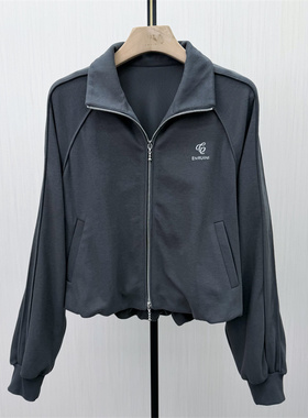 恩●2026春季新品 卫衣外套女宽松百搭休闲通勤短款拉链开衫629