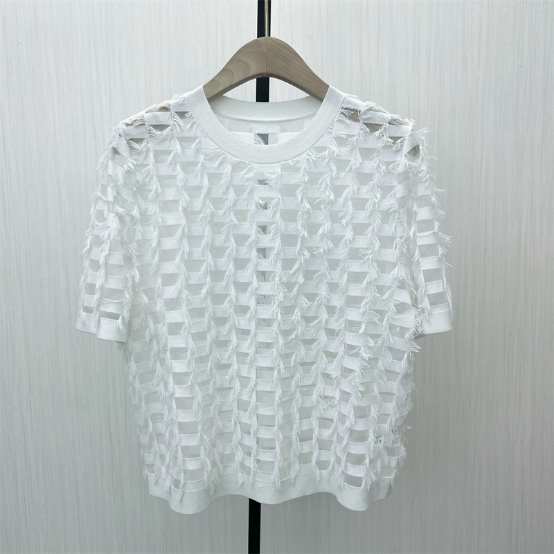 艾●2025夏季新品 镂空针织打底衫女宽松休闲轻薄短袖T恤上衣888
