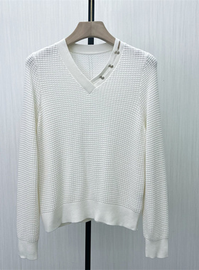 图●2025春季新品 V领套头针织衫女宽松显瘦气质长袖打底上衣2206