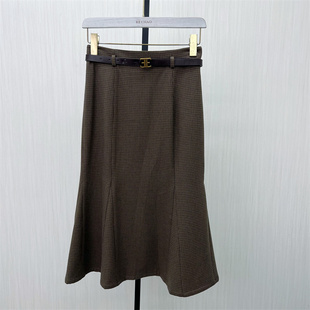 fei●2025冬季新品 格纹半身裙女高腰显瘦气质优雅长裙鱼尾裙4148