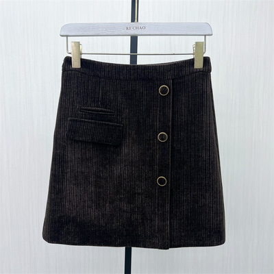 良月●2025冬季新品 灯芯绒半身裙女高腰显瘦直筒休闲a字短裙9356