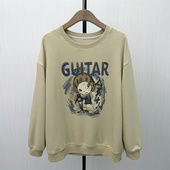 上衣1110 圆领套头卫衣女休闲宽松慵懒印花长袖 2026春季 新品