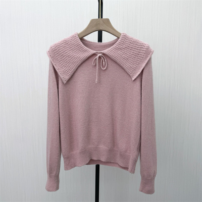 彩●2026春季新品 娃娃领针织衫女气质甜美宽松显瘦毛衫上衣142