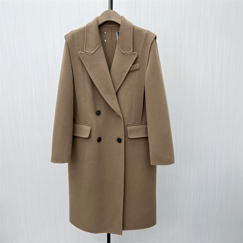S●2025冬季新品 双面呢大衣女长款气质宽松绵羊毛呢子外套739