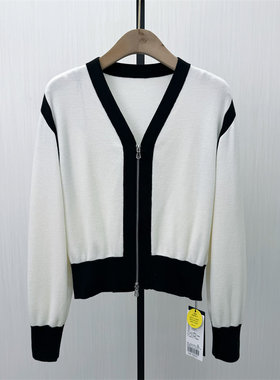 乂●2026春季新品 v领拉链针织衫女修身显瘦毛衫开衫上衣0123