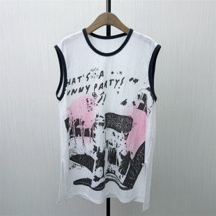 2026夏季 女中长款 新品 t恤衫 宽松休闲慵懒风上衣332 印花无袖