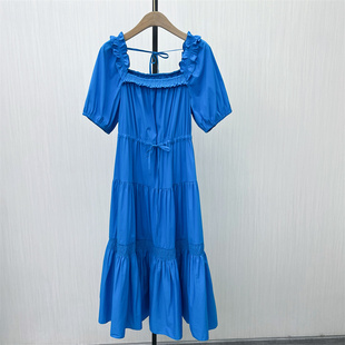 法式 新品 方领连衣裙女气质显瘦小清新a字茶歇裙725 2025秋季