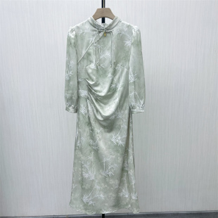 香●2025秋季新品 新中式盘扣长裙女气质显瘦清新淑女连衣裙1269