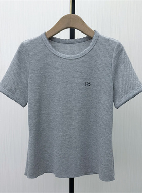 fei●2026夏季新品 纯色T恤女简约宽松通勤百搭显瘦短袖上衣6006