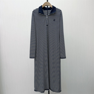 S●2026春季新品 条纹长袖连衣裙女休闲宽松百搭显瘦T恤裙子650