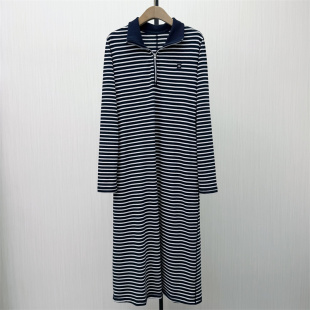 条纹长袖 新品 连衣裙女休闲宽松百搭显瘦T恤裙子650 2026春季