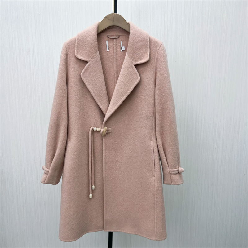 恩●2025冬季新品 双面呢大衣女中长款气质宽松绵羊毛呢外套047