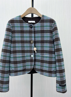 fei●2025冬季新品 双面呢大衣女气质短款宽松绵羊毛呢子外套8278