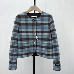 双面呢大衣女气质短款 新品 宽松绵羊毛呢子外套8278 2025冬季 fei