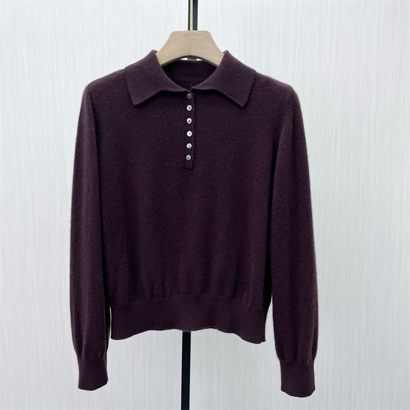 图●2025冬季新 绵羊毛针织衫女polo领宽松套头毛衫打底上衣2203