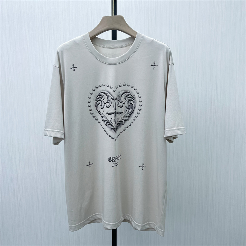 S●2025秋季新品 印花短袖t恤女中长款宽松休闲慵懒风打底上衣500