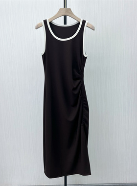图●2025春季新品 无袖背心连衣裙女宽松休闲简约打底T恤裙子4508