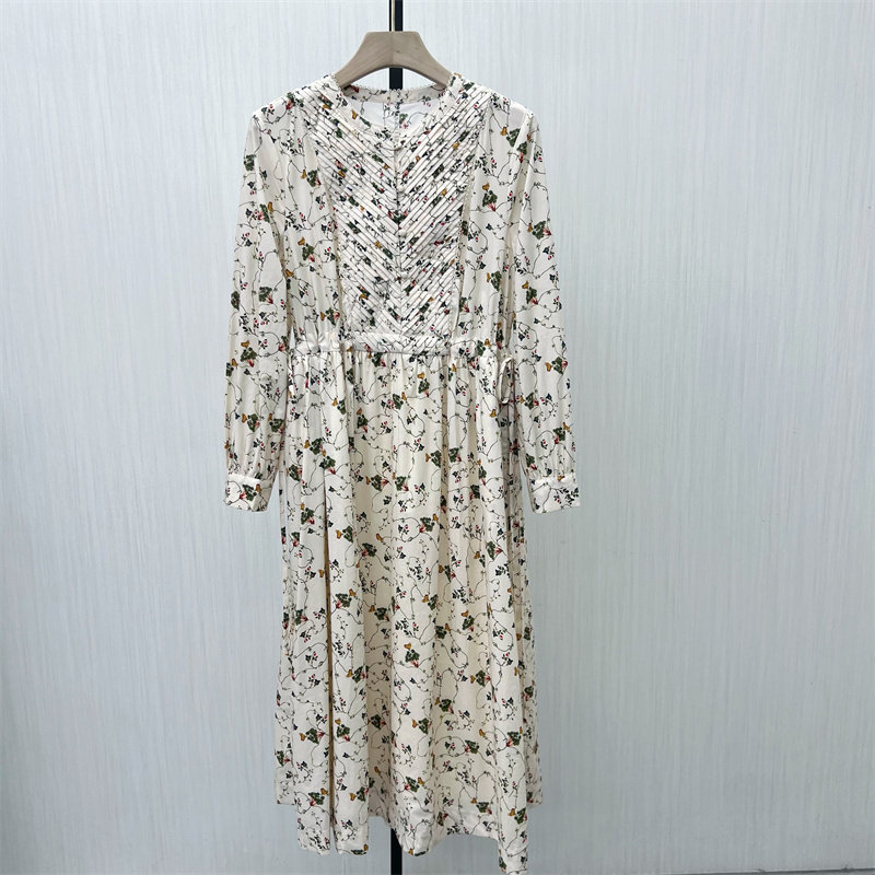 芭●2025秋季新品 法式碎花连衣裙女气质淑女通勤茶歇裙长裙7019