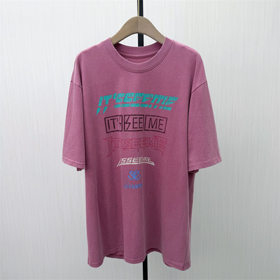S●2026夏季新品 印花短袖t恤衫女中长款宽松休闲慵懒风上衣818