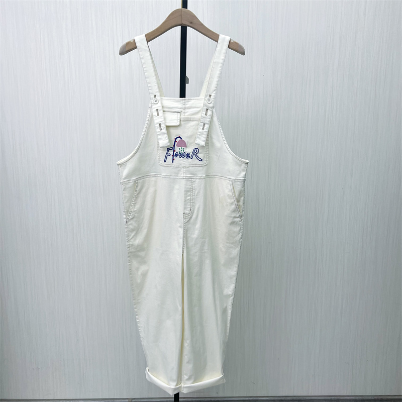 片●2024春装新品 牛仔背带裤女直筒宽松时尚减龄连体阔腿裤1068